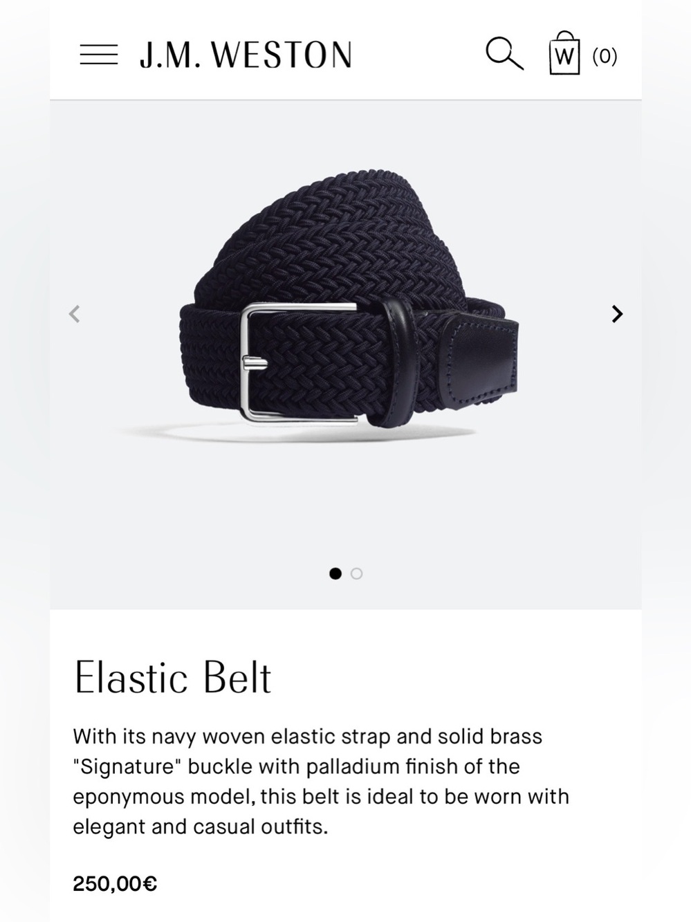 J.M. Weston Navy blue Woven Belt. Made in Italy. size 90. Fits like a medium.34i